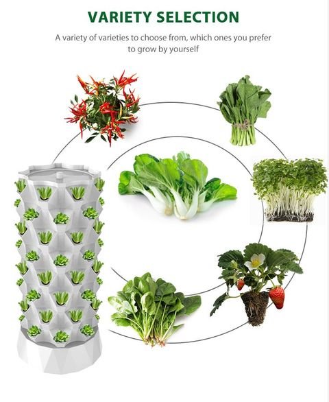 Aeroponic Tower - Vertical growing system for leafy vegetables